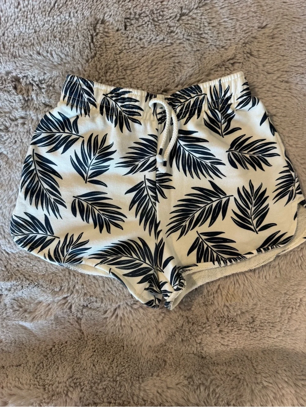 ZARA Kids Navy Leaf Print Drawstring Shorts - Casual Summer